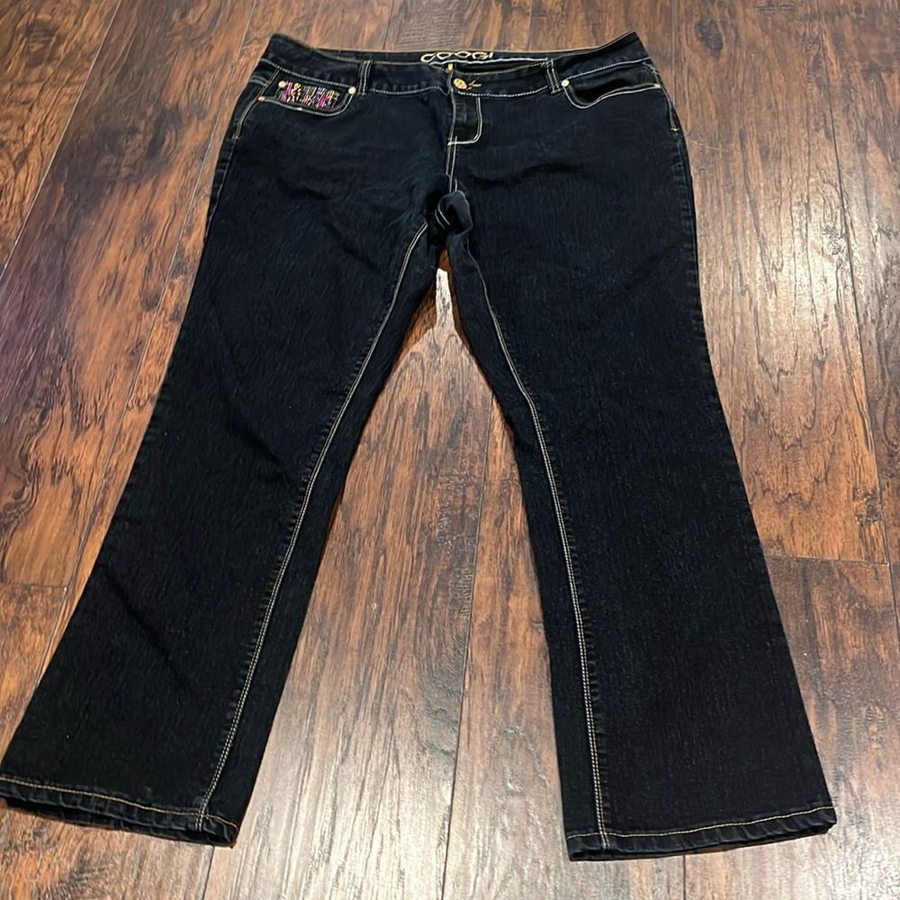 COOGI Bling back pocket‎ Jeans dark blue Stretch Logo Pocket 20w by 31  EUC HOT!
